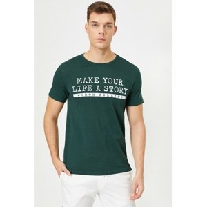 Koton Men's Green Letter Printed T-Shirt