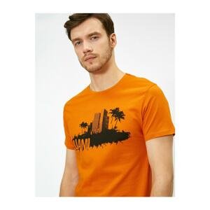 Koton Men's Orange Printed T-Shirt