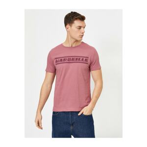 Koton Men's Pink Letter Printed T-Shirt