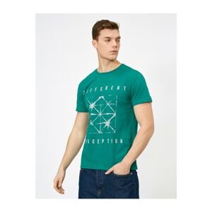 Koton Men's Green Letter Printed T-Shirt