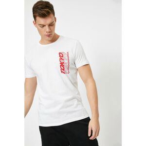 Koton Men's White Printed Printed T-Shirt