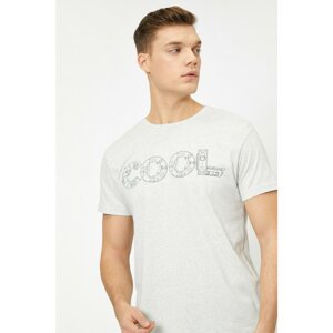 Koton Men's Gray Letter Printed T-Shirt