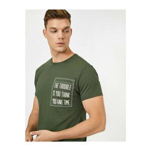 Koton Crew Neck Pocket Look Printed Slim Fit T-Shirt