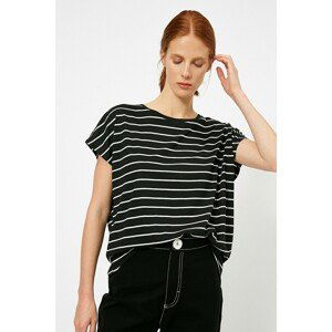 Koton Women's Black Striped T-Shirt