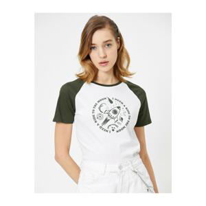 Koton Women's Green Letter Printed T-shirt