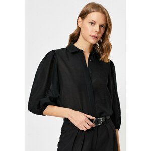 Koton Women's Black Classic Collar Shirt