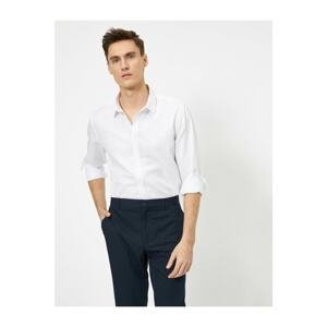 Koton Men's White Classic Collar Long Sleeve Slim Fit Smart Shirt