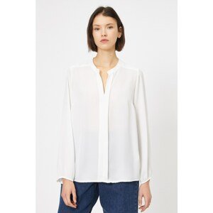 Koton Women's EKRU V-Neck Long Sleeve Blouse