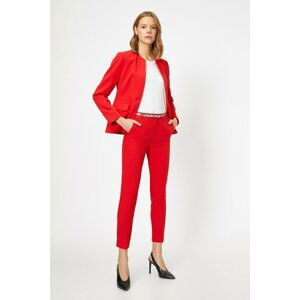 Koton Women's Red Pocket Detailed Slim Fit Trousers