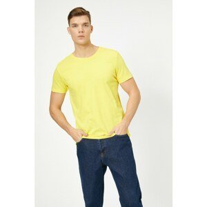 Koton Men's Yellow Crew Neck T-Shirt