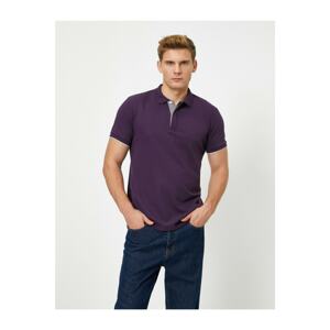 Koton Men's Purple Polo Neck T-Shirt