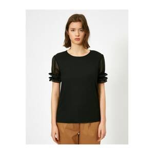 Koton Textured T-shirt with Siphon Sleeves