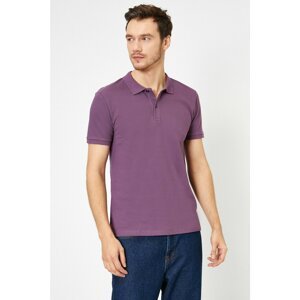 Koton Men's Purple Polo Neck T-Shirt