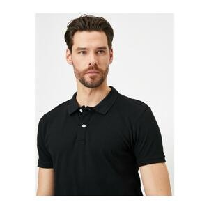 Koton Men's Black Polo Neck T-Shirt