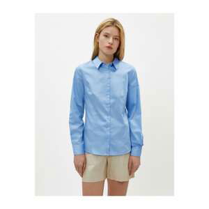Koton Women's Blue Classic Poplin Shirt
