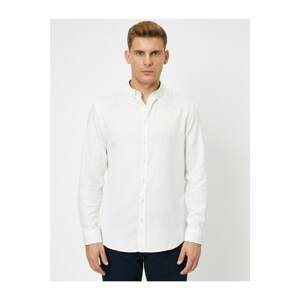 Koton Men's White Button Detailed Shirt