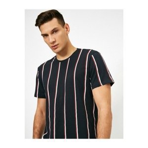 Koton Men's Burgundy Striped T-Shirt
