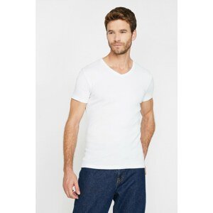 Koton Men's White V Neck T-Shirt