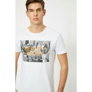 Koton Men's White Printed T-Shirt