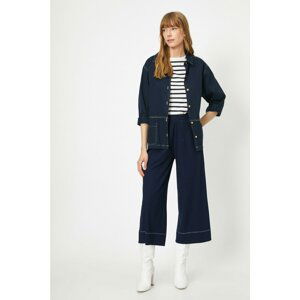 Koton Women Navy Blue Wide Leg Trousers