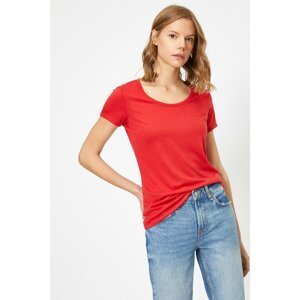 Koton Women's Red Round Neck T-Shirt