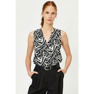 Koton Women Black Zebra Patterned Blouse