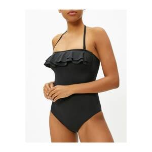 Koton Women's Black Ruffle Detail Swimsuit
