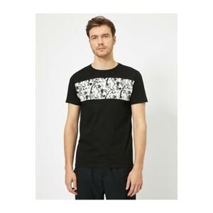 Koton Men's Black Patterned T-Shirt