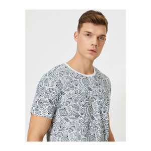 Koton Men's Navy Blue Patterned T-Shirt