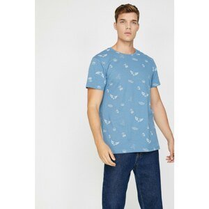 Koton Men's Blue Printed T-Shirt