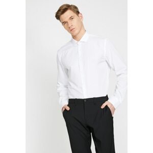 Koton Men's White Long Sleeve Classic Collar Shirt