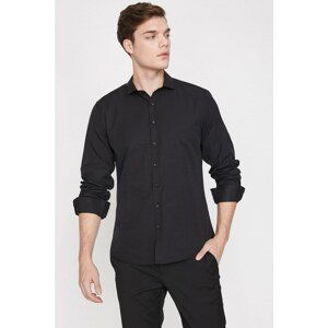Koton Men's Black Long Sleeve Classic Collar Shirt