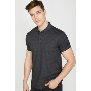 Koton Men's Black Short Sleeve Button Detailed T-Shirt
