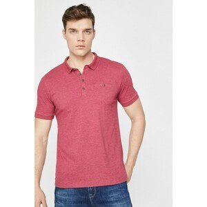Koton Men's Burgundy Short Sleeve Button Detailed Polo Neck T-Shirt