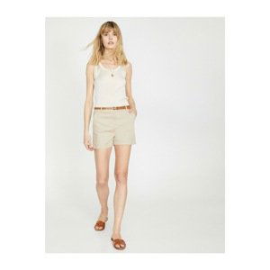 Koton Women's Stone Color Pocket Detailed Normal Waist Shorts