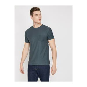 Koton Men's Gray Crew Neck Short Sleeve Pocket Detailed T-Shirt