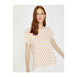Koton Women's Orange Polka Dot T-Shirt