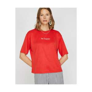 Koton Women Red Letter Printed T-Shirt