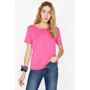 Koton Women's Pink Crew Neck T-Shirt