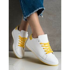 SHELOVET WHITE ECO LEATHER SNEAKERS