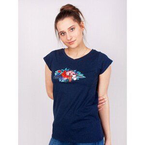 Yoclub Woman's Cotton T-Shirt Short Sleeve PK-061/TSH/WOM Navy Blue