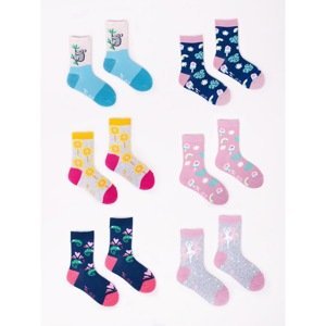 Yoclub Kids's Cotton Socks Patterns Colors 6-Pack SK-06/6PAK/GIR/001