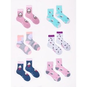 Yoclub Kids's Cotton Socks Patterns Colors 6-Pack SK-06/6PAK/GIR/002