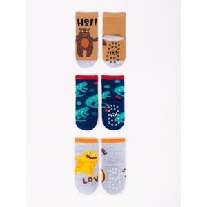 Yoclub Man's Cotton Socks Anti Slip Abs Patterns Colors 3-Pack SK-06C/3PAK/BOY/001