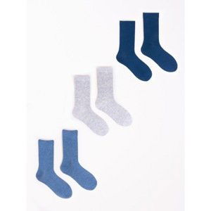 Yoclub Woman's Cotton Socks Basic Plain Colors 3-Pack SK-36/3PAK/WOM/001 Navy Blue