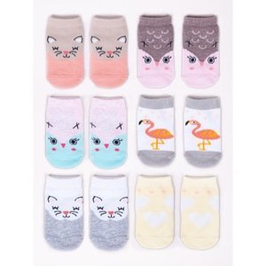 Yoclub Woman's Cotton Baby Infant Socks Patterns Colors 6-Pack SKC/BABY/6PAK/GIR/001