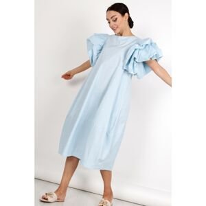 dress with puffed ruffles on the sleeves