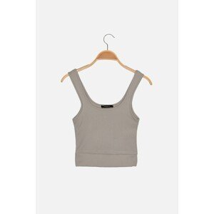 Trendyol Gray Square Neck Crop Knitted Blouse