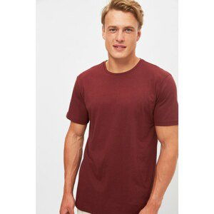 Trendyol Burgundy Men's Regular Fit Crew Neck Short Sleeve Printed T-Shirt