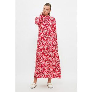 Trendyol Red Flower Detailed Viscose Dress